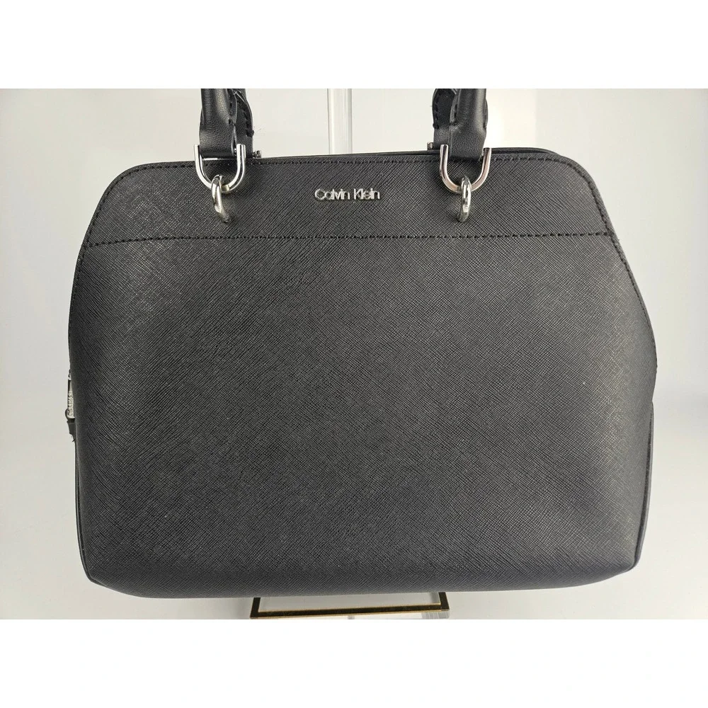 Calvin Klein Black Dome Satchel Handbag‎ Silver Hardware